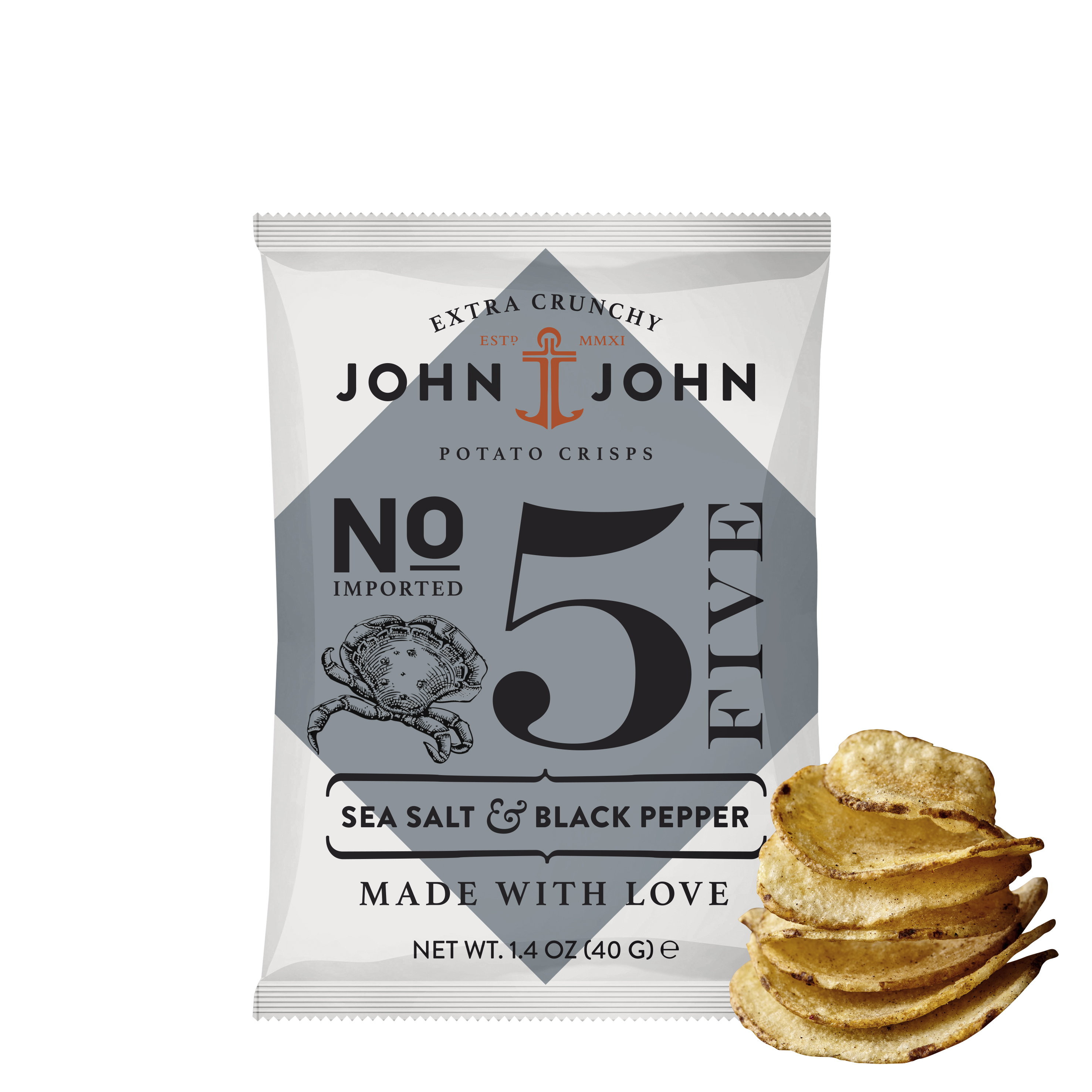 No. 5 Crisps Sea Salt & Black Pepper